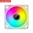 thumbnail image 1 of COOLMOON DM1 5V 3PIN ARGB 12V 4PIN PWM Luminous PC Case Fan (Reverso blanco), 1 of 9