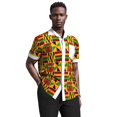 thumbnail image 3 of Xiaohuagua African Shirts for Men Wax Print Short Sleeve Button Down Shirt Summer Vacation Casual Wear, 3 of 5