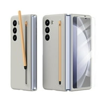 Dteck Slim Silicone Case for Samsung Galaxy Z Fold 7 with S Pen, Built-in Screen Protector Full Body Protective Cover for Galaxy Z Fold 7 2025,Gray