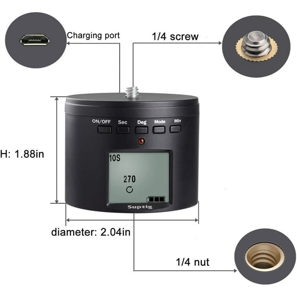 Suptig Trépied Monté sur Caméra Trépied Monté sur Trépied Électrique Tête de Trépied 360 Degrés Compatible pour Gopro Hero 8 Hero 7 Hero 6 Hero
