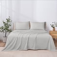 thumbnail image 2 of Modern Threads 4-Piece Crochet Lace Hem Dove Gray Microfiber Bed Sheet Set, King, 2 of 17