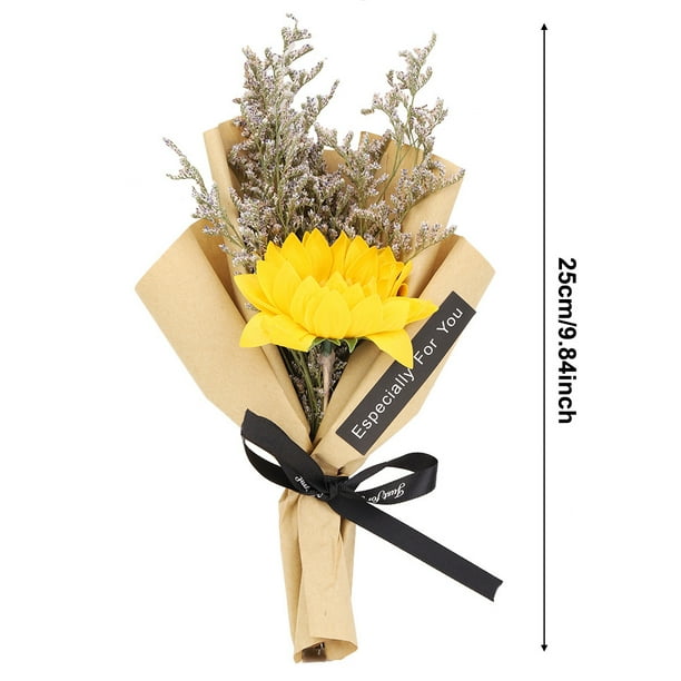 Sonew bouquet de tournesol fleur séchée naturelle décoration de mariage  fleur séchée cadeau de vacances, plante d'intérieur, fleur séchée naturelle  