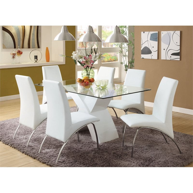Furniture of America Duell Contemporary 7Piece Wood Dining Room Set in