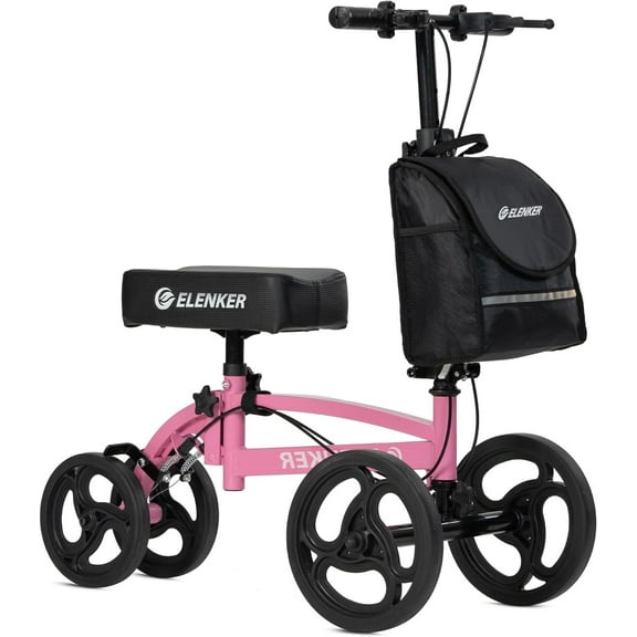 ELENKER Knee Scooter Steerable Mobility Knee Walker Crutch Alternative for Foot Injuries, Pink