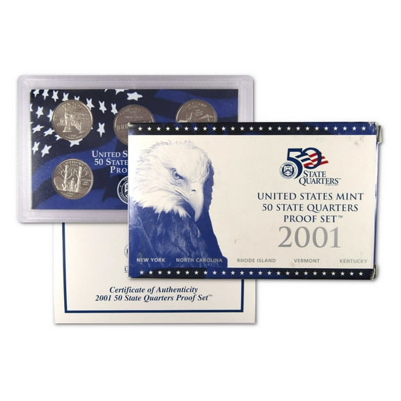 2001 State Quarter Clad Proof Set U.S. Mint Packaging OGP COA