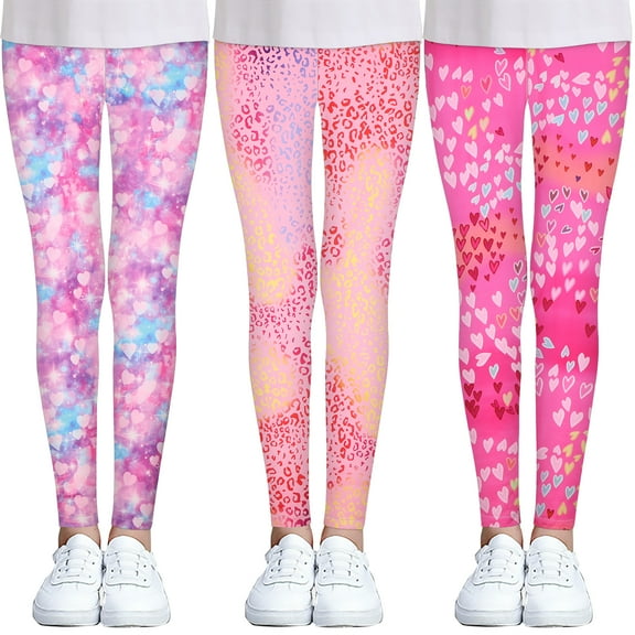 Yuyuekeji 3 Packs Little Girls Stretch Leggings Little Kids Soft Pants Size 4-12T