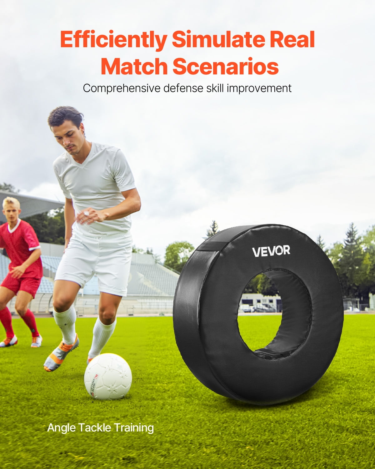 VEVOR Football Tackle Wheel, Football Tackling Dummy, Waterproof PVC and High-Density Sponge Tackle Ring, Dummies Training Equipment with Straps, for Blocking, Hitting Drills and Practice,Black,1PCS