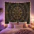 thumbnail image 2 of Intricate Circular Medallion on Dark Charcoal Background, Mystical Vintage for History Lovers, Decorative Ethnic Wall Art, Housewarming Gift, Tapestry Wall Hanging for Bedroom and Living Room, 2 of 7