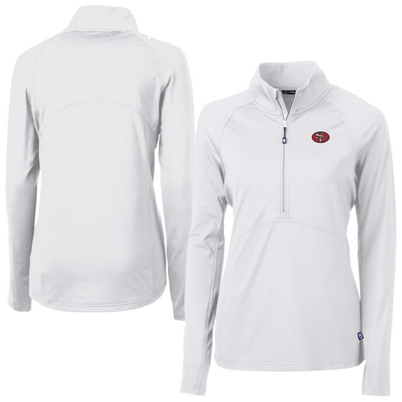 Women's Cutter & Buck White San Francisco 49ers Adapt Eco Knit Stretch Recycled Raglan Half-Zip Top