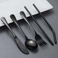 thumbnail image 3 of Portable Utensils Set with Case, 4pcs Stainless Steel Reusable Silverware for Lunch Camping School Picnic Workplace Travel, Lunch Box Includ Fork Spoon Knife,Easy to clean,Dishwasher Safe (grey), 3 of 6