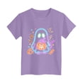 thumbnail image 5 of Vdoaml Girls Neon Ghost Halloween Graphic T-Shirt Kids Crew Neck Short Sleeve Tee Children Cute Summer Casual Top 9-10 Years Purple, 5 of 5