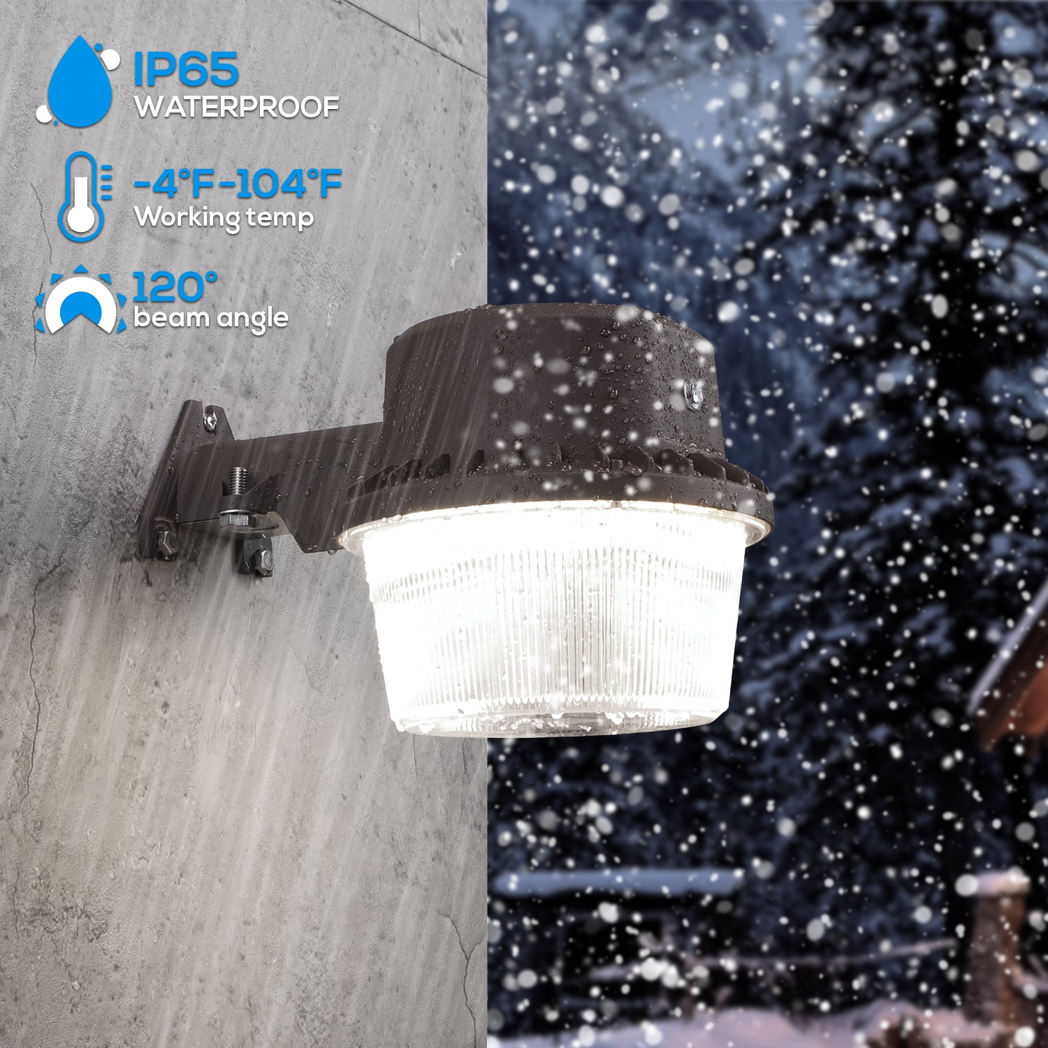 TORCHSTAR 2 Pack LED Barn Light, Dusk to Dawn Area Lights with Photocell, Outdoor Security Flood Lighting, ETL & FCC Listed, IP65 Waterproof, 110-277V, Garage, Farm, Yard, Daylight