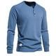 thumbnail image 2 of Camiseta de manga larga para hombre, color liso, diseño con cuello, corte holgado, poliéster, prenda informal para otoño-invierno, 2 of 7