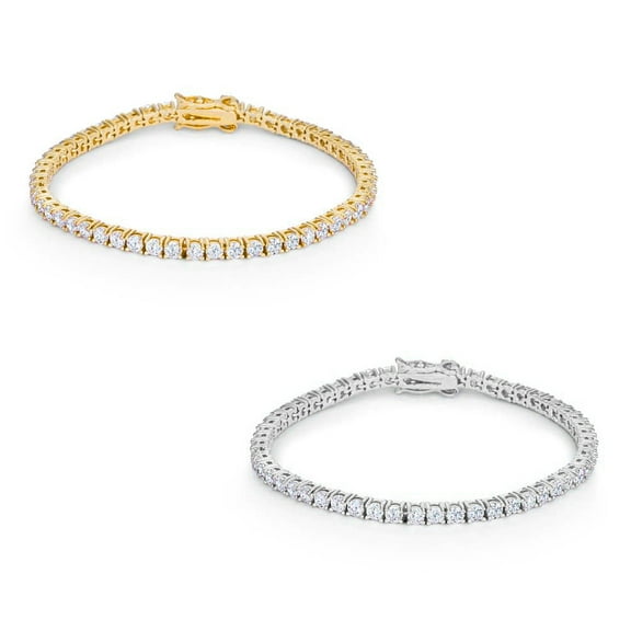 Precious Stars Gold or Silvertone Victorian Cubic Zirconia Tennis 8" Bracelet