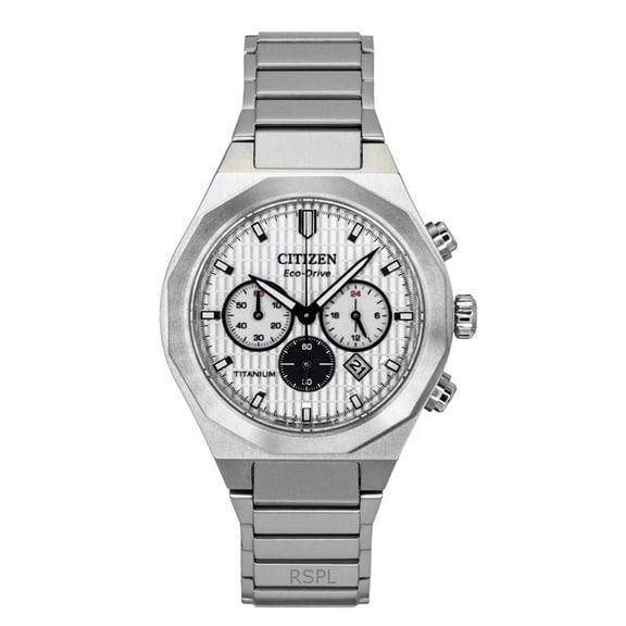 Citizen Zenshin Chronograph Super Titanium White Dial Eco-Drive CA4690-51A 100M Men's Watch