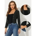 thumbnail image 2 of DARING DIVA Women's Denim Cropped Jacket Open Front Collarless Bolero Shrug L Black, 2 of 5