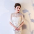 thumbnail image 6 of SIEYIO Women Single Layer Sheer High Low Wedding Shawl Wrap Floral Lace Applique Splici, 6 of 19