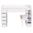 thumbnail image 5 of Tcbosik Twin Size Loft Bed with Desk and Storage Stairs, Shelves and Drawers, Wood Bed Frame with Full Length Guardrail, Easy Assembly, White, 5 of 9
