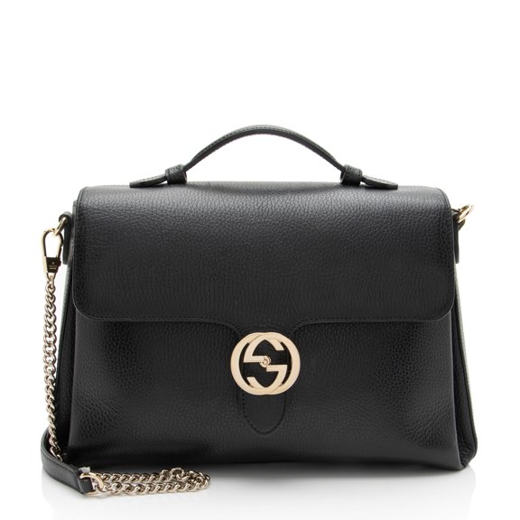 Pre-Owned Gucci Calfskin Interlocking G Top Handle Medium Shoulder Bag