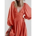 thumbnail image 5 of Women Long Dress, Long Sleeve Dress V-neck Lace Patchwork Loose Swing Dress for Party, 5 of 8