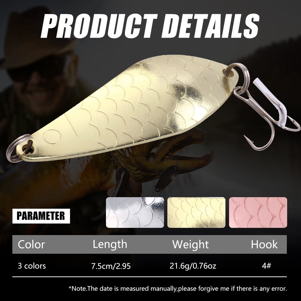 Fishing Lures,Fishing Spoons,Trout Lures,Bass Lures, 9PCS Hard Fishing Lures Jigging Bait with Treble Hooks,  3/4oz