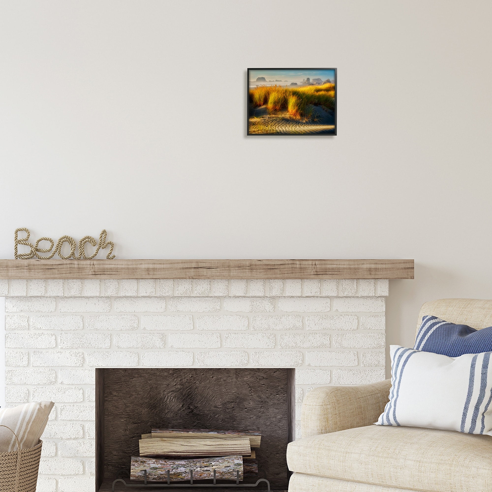 Stupell Industries Sand Ripples Beach Landscape Coastal Photography Gray Framed Art Print Wall Art