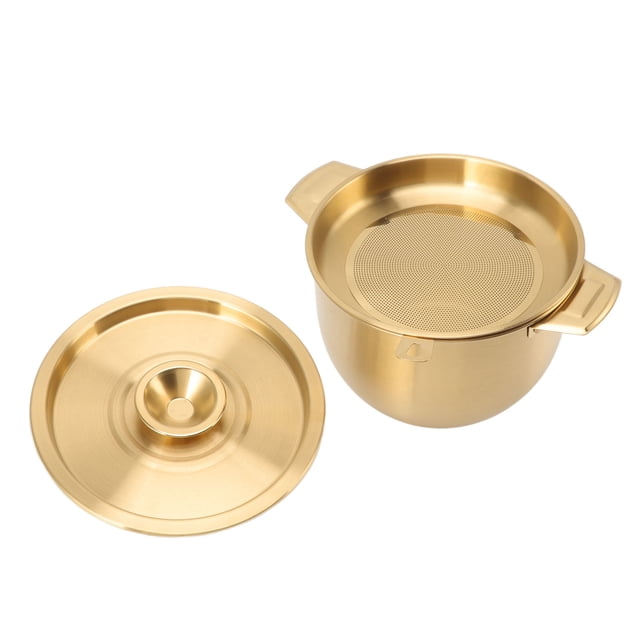 2.8L Oil Filter Pot, Household Oil Filter Pot Non Stick Dustproof Leakproof Coating For Frying Oil Gold