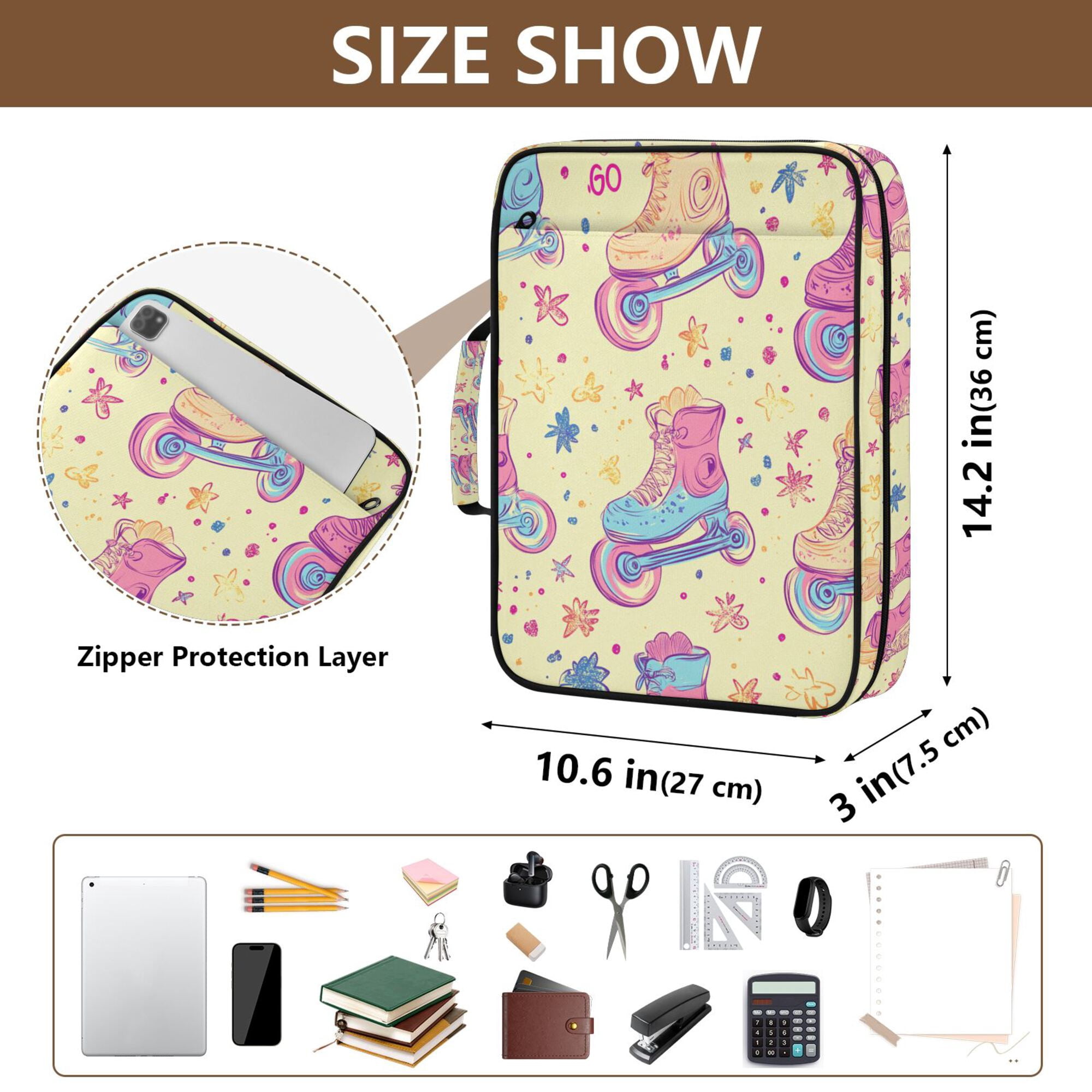 FORMRS Accordion File Folder A4 Size 7-Pocket Expanding Document Organizer Bag with 3 Ring Binder, Neon Skates