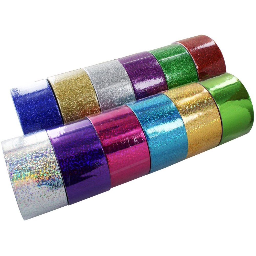 Bazic 1.88 X 3 Yard Holographic & Glitter Duct Tape, Assorted Colors