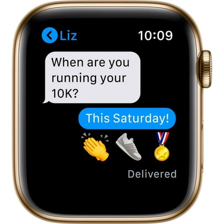 Apple Watch Series 6 GPS + Cellular, 44mm Gold Stainless Steel Case with Deep Navy Sport Band - Regular