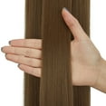 thumbnail image 4 of Youloveit Clip On Ponytail Hair Extensions for Women Wrap Around Thick Straight Hairpiece, Soft Straight Pony Tail Hair Synthetic Hairpiece, 160g Brown/Light Auburn(28" Ash Blonde), 4 of 7