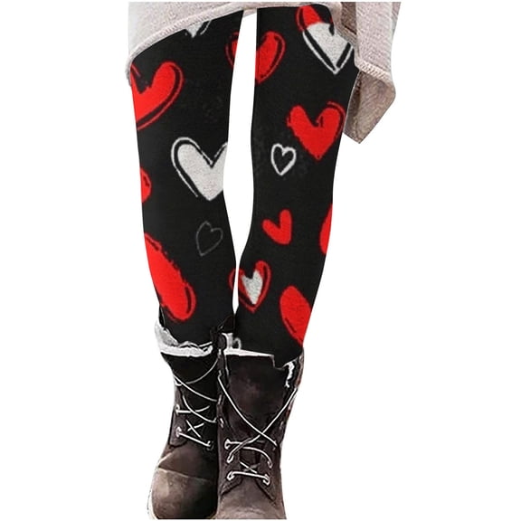 Buigttklop Women Valentine'S Day Heart Printed High Waisted Leggings for Women,Yoga Pants Women for Gym Workout Running Leggings