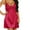 Rose Red, variant on Sinhoon Women Short Dress Nightgown Satin Silk Lingerie Pajamas Sleepwear