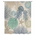 thumbnail image 2 of Nautical Coastaal Sheer Curtains 45" Long, Ocean Jellyfish Coral Seashells Conch Beige Light Filering Curtains, Breathable Simi Curtain Privacy Drapes for Kitchen Bathroom Small Window Treatment, 2 of 8