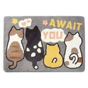 SHIJI65 Entrance Rug Cartoon Machine Washable Thickening Small Floor Mat Absorbent Non-Slip Bottom Polyester Dust Removal Carpet