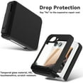 thumbnail image 3 of Dteck for Samsung Galaxy Z Flip 6 Case with Hinge Cover & Built-in Stand & Tempered Glass Screen Protector,Military Grade Drop Protection, Heavy Duty Matte Hard Slim Case for Samsung Z Flip6,Black, 3 of 7