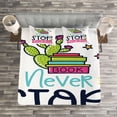 thumbnail image 3 of Ambesonne Book Quilted Bedspread Set 3 Pcs, Vivid Cactus and Stars, Queen Size, Multicolor, 3 of 3