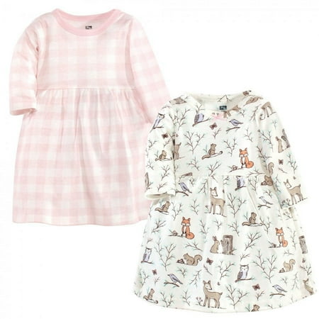 UPC: 0660168589757 | Hudson Baby Infant and Toddler Girl Cotton Long-Sleeve Dresses 2pk  Enchanted Forest  3-6 Months
