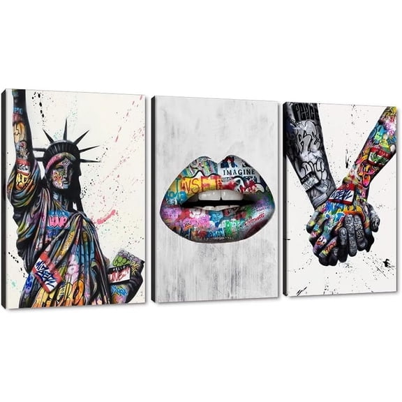 Hieng Large Banksy Canvas Wall Art Graffiti Dream Theme Painting Modern Inspirational Office Wall Decor (Only canvas)