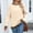 Beige, variant on Women's Crew Neck Long Sleeve Strip Catching Wool Lantern Sleeve Button Decorative