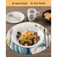 thumbnail image 3 of 15 Inch Round Placemats Set of 4, Thanksgiving Fall Non Slip Heat Insulation PP Table Mats, Blue White Pumpkin Leaves Floral Washable Place Mats for Kitchen Dining Party Table Decor, 3 of 7