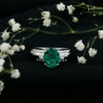thumbnail image 3 of Rosec Jewels Lab Grown Emerald Solitaire Statement Ring with Diamond - 8X10 mm - AAAA Grade, 14K White Gold, US 4.50, 3 of 8