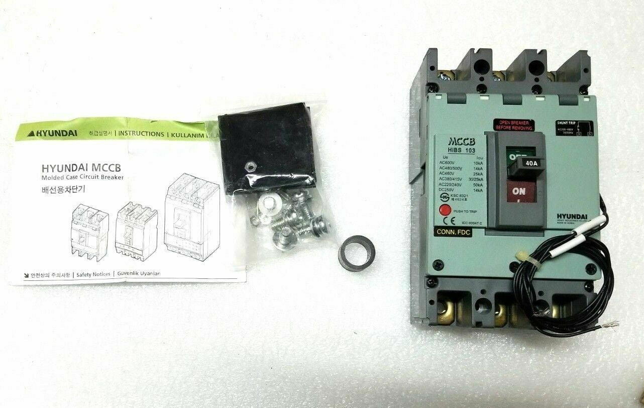 Hyundai MCCB HiBS 103 Molded Case Circuit Breaker 100AF 3F 50/60Hz