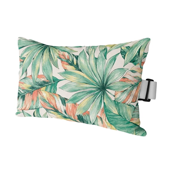 Outdoor Lumbar Pillows with Strap & Insert Summer Tropical Leaves Recliner Head Pillow Nature Rainforest Jungle Waterproof Headrest Patio Lounge Chair Pillows for Beach Office 11x16 Inch