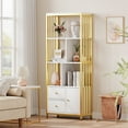 thumbnail image 2 of Whizmax Gold Bookshelf with Drawers Modern Bookcase White Storage Rack Shelf Tall Standing Bookshelves Large Display Racks Unique Book Shelf,for Bedroom, Living Room, 2 of 8