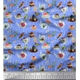 thumbnail image 1 of Soimoi Cotton Voile Fabric Bird,Tea Kettle & Cupcake Food Fabric Prints by Yard 56 Inch Wide, 1 of 1