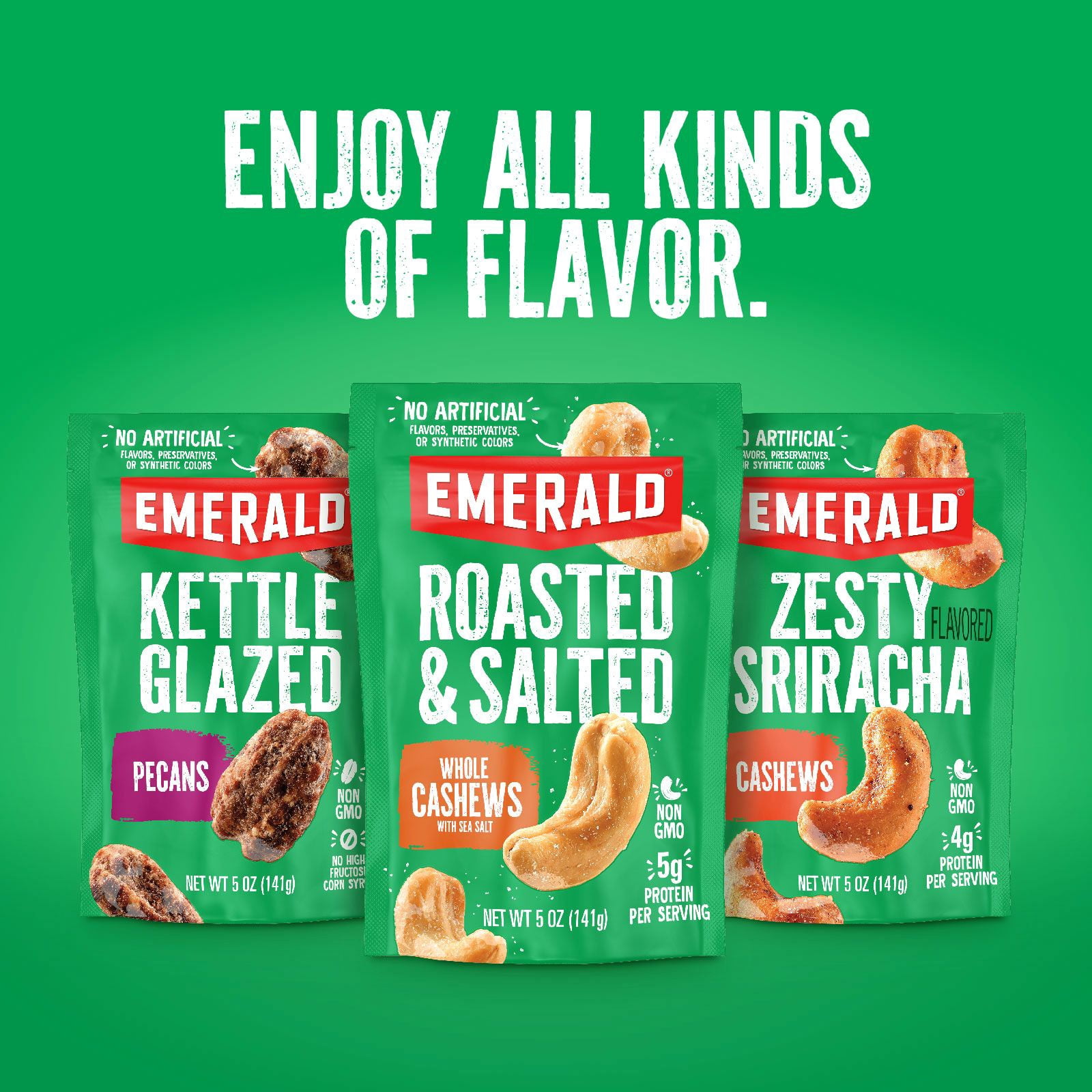 Emerald Nuts, Honey Glazed Almonds, 5.5 oz, Resealable Bag (Pack of 3)