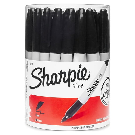 Sharpie Fine Point Permanent Marker Black (Canister with 36 Pens) 35010