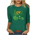 thumbnail image 2 of Mceream St Patricks Day Shirt Women - Irish Shamrock Tunic Tops Casual Holiday 3/4 Sleeve Shirt Crewneck Plus Size Tunic Blouses Dressy Casual clothes Green XL, 2 of 5