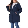 thumbnail image 4 of Abrigos de mujer de talla grande GRACE & GRANDEUR con forro de piel sintética, abrigos largos, anorak casual, abrigo con capucha 1X azul marino, 4 of 6